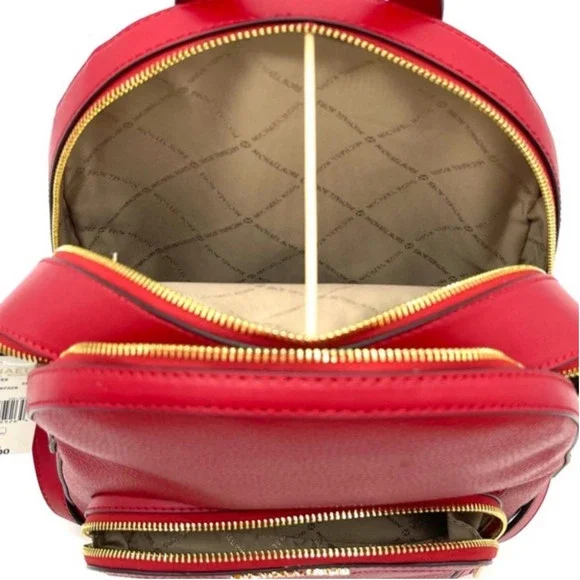 Michael Kors Jaycee Medium Pebbled Leather Backpack Chili - Picture 8 of 10